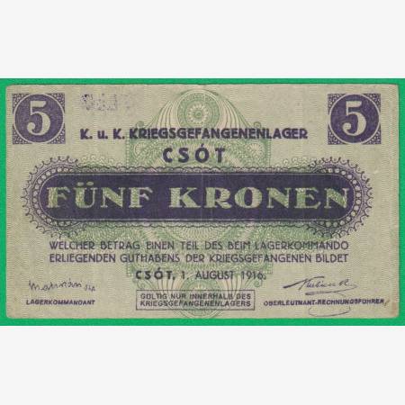 Csót 5 korona 1916. 2158 hadifogolytábor Csót 5 korona 1916. 2158 hadifogolytábor