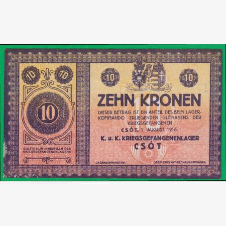 Csót 10 korona 1916. hadifogolytábor sorszám nélkül Csót 10 korona 1916. hadifogolytábor sorszám nélkül