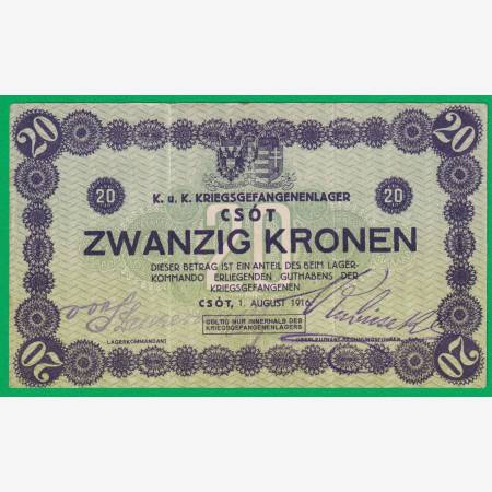 Csót 20 korona 1916. 5490 hadifogolytábor