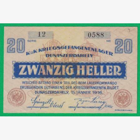 Dunaszerdahely 20 fillér 1916. 12-0588 hadifogolytábor