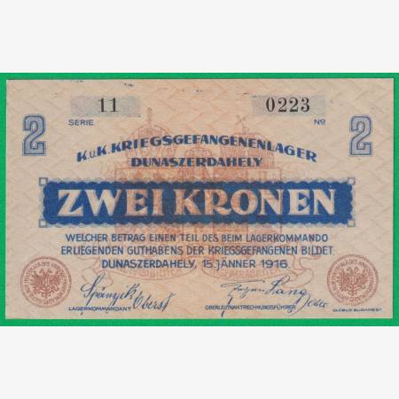 Dunaszerdahely 2 korona 1916. 11-0223 hadifogolytábor Dunaszerdahely 2 korona 1916. 11-0223 hadifogolytábor