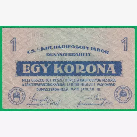 Dunaszerdahely 1 korona 1916. 05-0268 hadifogolytábor