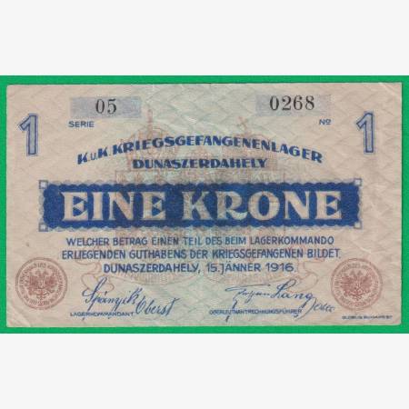 Dunaszerdahely 1 korona 1916. 05-0268 hadifogolytábor Dunaszerdahely 1 korona 1916. 05-0268 hadifogolytábor