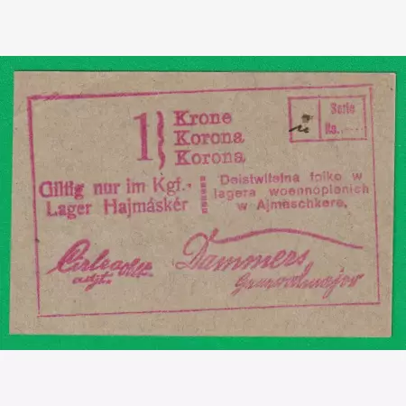 Hajmáskér 1 korona  hadifogolytábor
