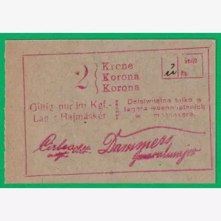 Hajmáskér 2 korona  hadifogolytábor