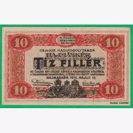 Hajmáskér 10 fillér 1916. XXIV.-0164  hadifogolytábor