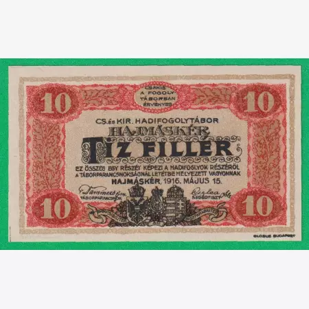 Hajmáskér 10 fillér 1916. XXXIII.MS.-0930  hadifogolytábor