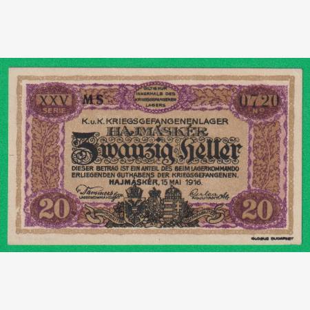 Hajmáskér 20 fillér 1916. XXVI. MS-0720 hadifogolytábor Hajmáskér 20 fillér 1916. XXVI. MS-0720 hadifogolytábor
