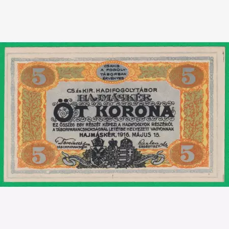 Hajmáskér 5 korona 1916. MS2-0663  hadifogolytábor