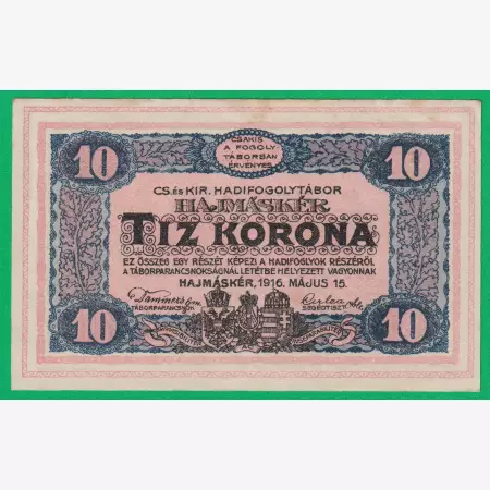 Hajmáskér 10 korona 1916. VI.-0540  hadifogolytábor