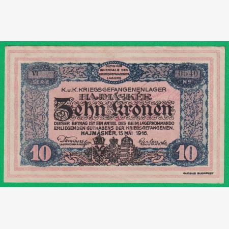 Hajmáskér 10 korona 1916. VI.-0540  hadifogolytábor