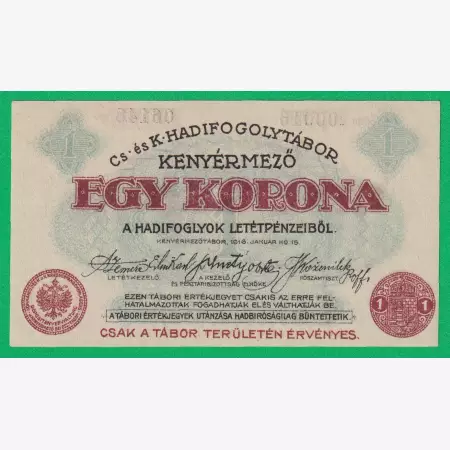 Kenyérmező 1 korona 1916. 00016.-06148 hadifogolytábor