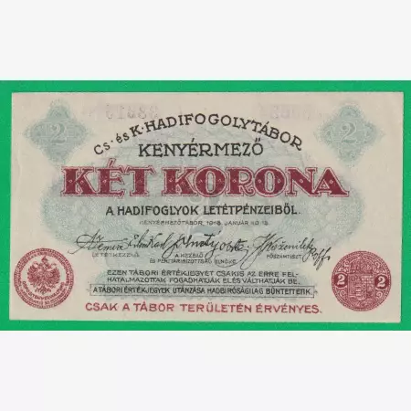 Kenyérmező 2 korona 1916. 00084.-33316 hadifogolytábor