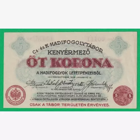 Kenyérmező 5 korona 1916. 00111.-42078 hadifogolytábor