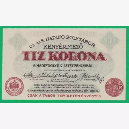 Kenyérmező 10 korona 1916. 00195.-54500 hadifogolytábor