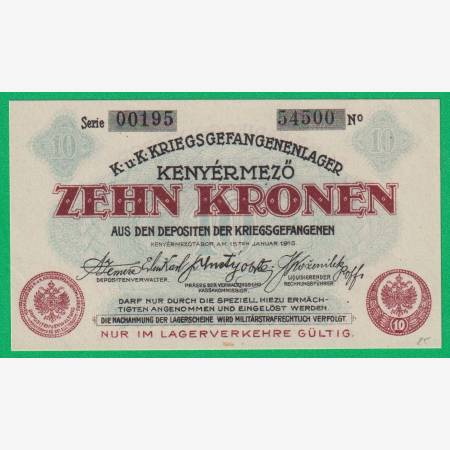 Kenyérmező 10 korona 1916. 00195.-54500 hadifogolytábor Kenyérmező 10 korona 1916. 00195.-54500 hadifogolytábor