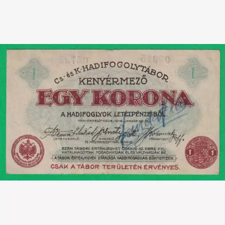 Kenyérmező 1 korona 1916. 00015.-05728 hadifogolytábor