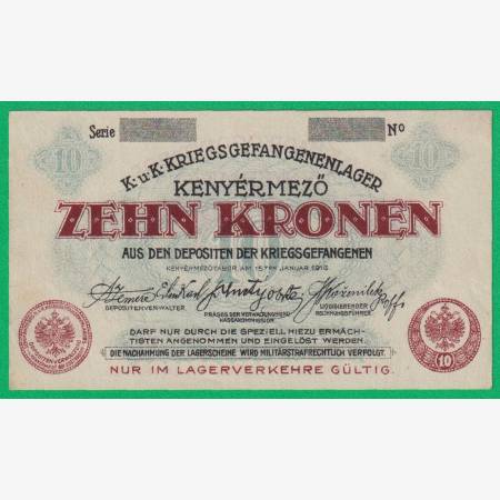 Kenyérmező 10 korona 1916. hadifogolytábor sorszám nélkül Kenyérmező 10 korona 1916. hadifogolytábor sorszám nélkül
