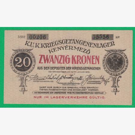 Kenyérmező 20 korona 1916. 00206.-55556 hadifogolytábor