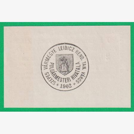 Leibicz város polgármesterének utalványa 20 fillér 1917.