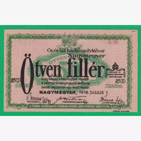 Nagymegyer 50 fillér 1916. MS 24.-0191 hadifogolytábor