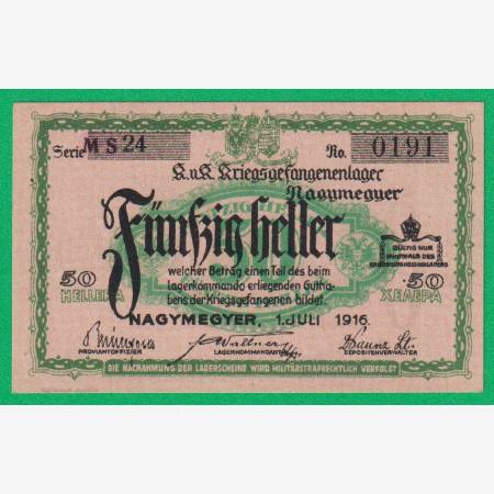 Nagymegyer 50 fillér 1916. MS 24.-0191 hadifogolytábor Nagymegyer 50 fillér 1916. MS 24.-0191 hadifogolytábor