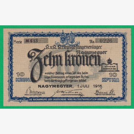 Nagymegyer 10 korona 1916. MS 13.-0226 hadifogolytábor