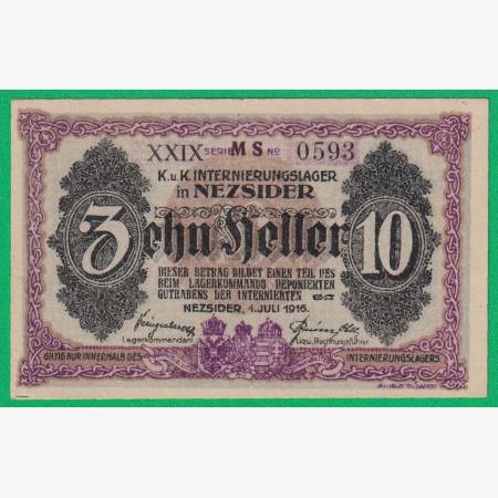 Nezsider 10 fillér 1916. XXIX. MS.-0593 hadifogolytábor Nezsider 10 fillér 1916. XXIX. MS.-0593 hadifogolytábor