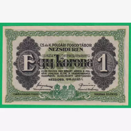 Nezsider 1 korona 1916. XXI. MS.-0906 hadifogolytábor