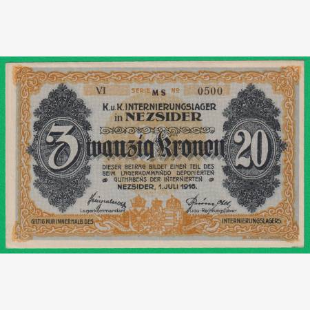 Nezsider 20 korona 1916. VI. MS.-0500 hadifogolytábor Nezsider 20 korona 1916. VI. MS.-0500 hadifogolytábor