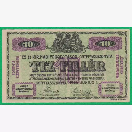 Ostffyasszonyfa 10 fillér 1916. 24.-0931 hadifogolytábor