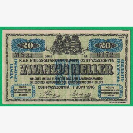 Ostffyasszonyfa 20 fillér 1916. MS 34.-0172 hadifogolytábor