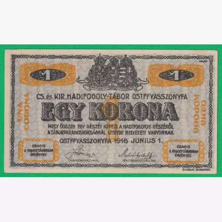 Ostffyasszonyfa 1 korona 1916. MS 32.-0184 hadifogolytábor