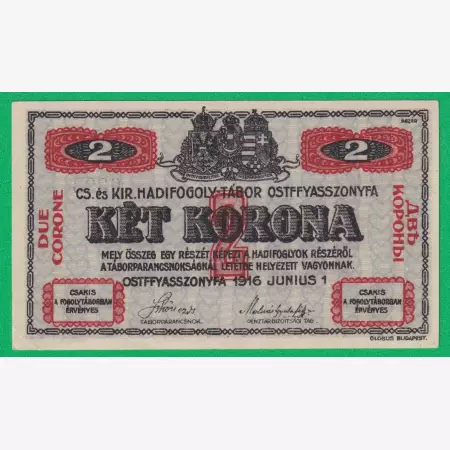 Ostffyasszonyfa 2 korona 1916. 17.-0393 hadifogolytábor