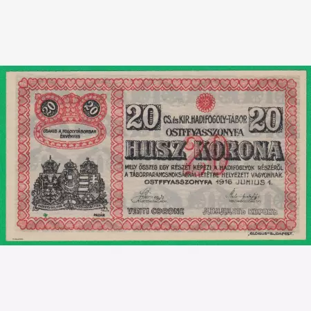 Ostffyasszonyfa 20 korona 1916. MS 4.-0814 hadifogolytábor