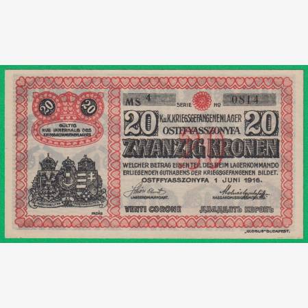 Ostffyasszonyfa 20 korona 1916. MS 4.-0814 hadifogolytábor