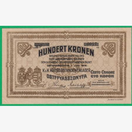 Ostffyasszonyfa 100 korona 1916. MS 2.-0067 hadifogolytábor Ostffyasszonyfa 100 korona 1916. MS 2.-0067 hadifogolytábor