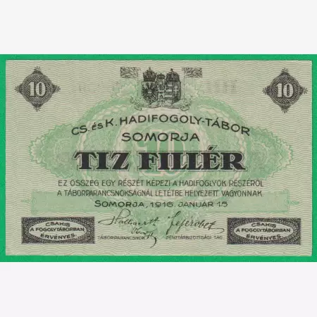 Somorja 10 fillér 1916. HH.-0900 hadifogolytábor
