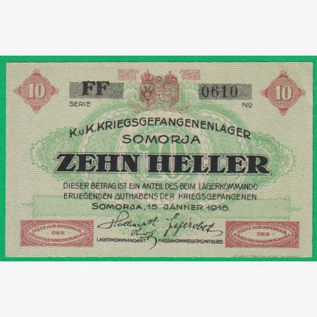 Somorja 10 fillér 1916. FF.-0610 hadifogolytábor Somorja 10 fillér 1916. FF.-0610 hadifogolytábor