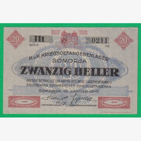 Somorja 20 fillér 1916. II1.-0211 hadifogolytábor Somorja 20 fillér 1916. II1.-0211 hadifogolytábor