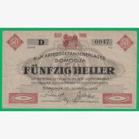 Somorja 50 fillér 1916. D.-0047 hadifogolytábor