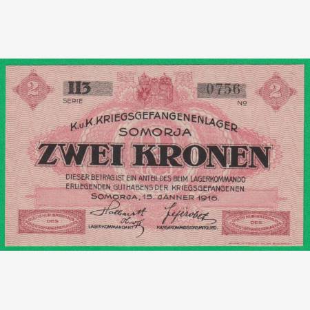 Somorja 2 korona 1916. II3.-0756 hadifogolytábor Somorja 2 korona 1916. II3.-0756 hadifogolytábor