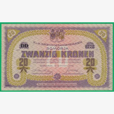 Somorja 20 korona 1916. DD.-0777 hadifogolytábor Somorja 20 korona 1916. DD.-0777 hadifogolytábor