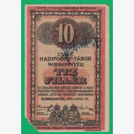 Sopronnyék 10 fillér 1916. 26-0644 hadifogolytábor