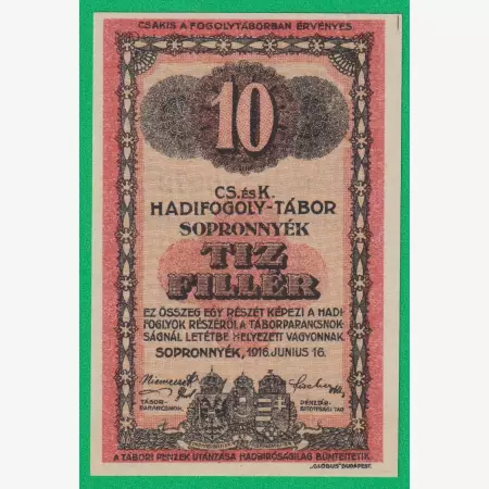 Sopronnyék 10 fillér 1916. 1-0072 hadifogolytábor