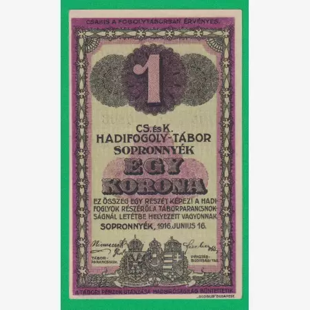 Sopronnyék 1 korona 1916. 15.-0806 hadifogolytábor