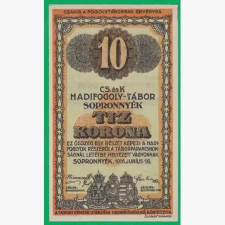 Sopronnyék 10 korona 1916. 2.-0609 hadifogolytábor