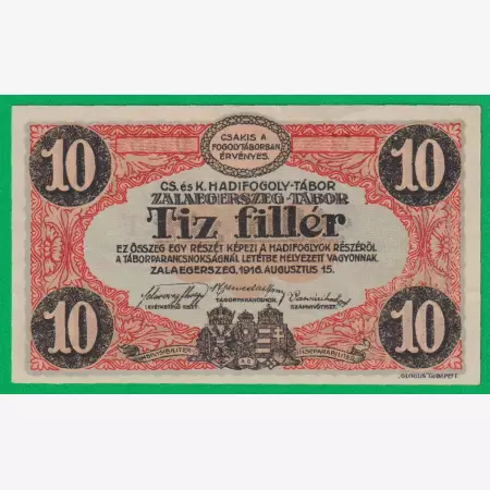 Zalaegerszeg 10 fillér 1916. 21.-0035 hadifogolytábor