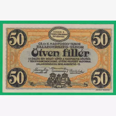 Zalaegerszeg 50 fillér 1916. 9.-0258 hadifogolytábor