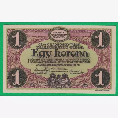 Zalaegerszeg 1 korona 1916. 5.-0736 hadifogolytábor bélyegzett